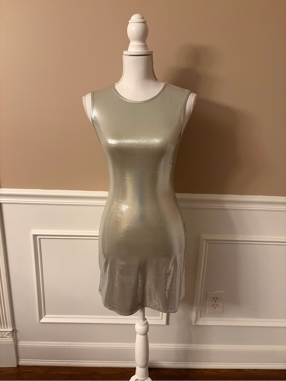 WeWoreWhat Metallic Silver Sheen Mini Dress
